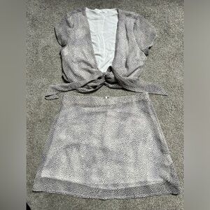 Two piece front tie skirt set